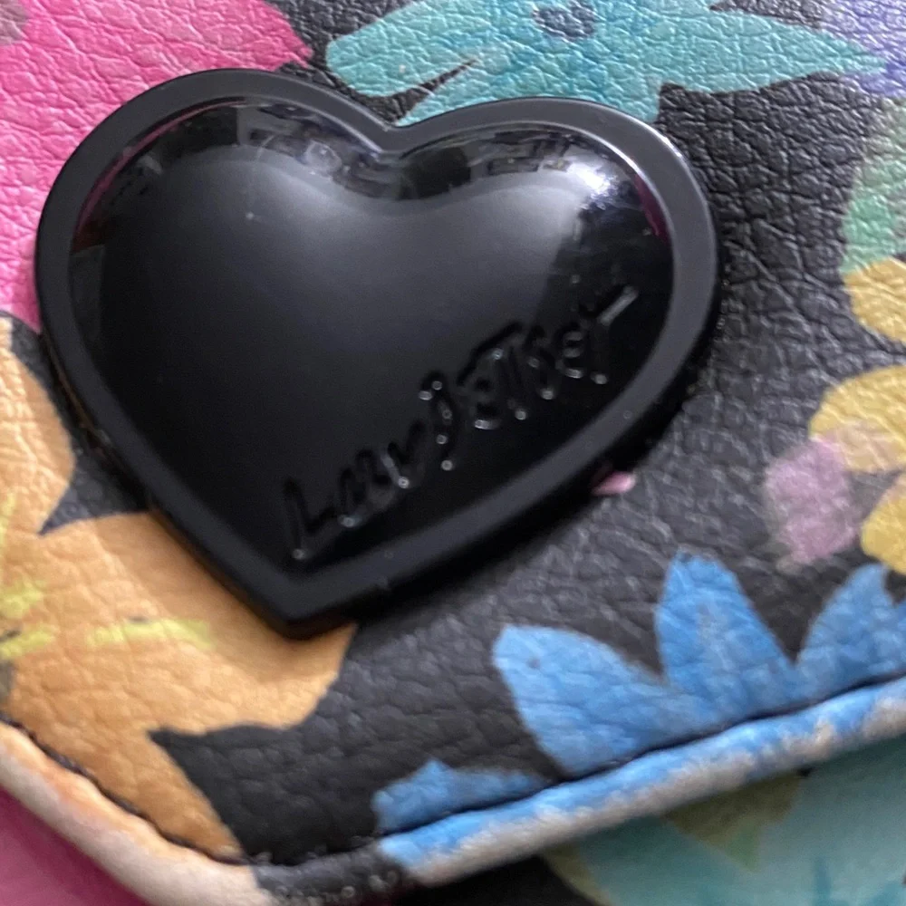 Betsey Johnson Floral Heart Wallet - Black, Pink, Blue - Picture 3 of 6